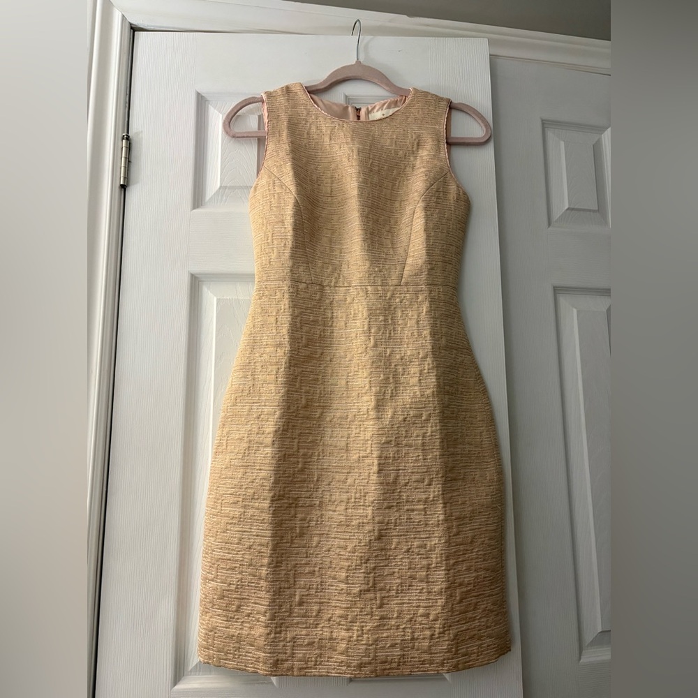 Kate spade dress powder pink gold bodycon luxury metallic contemporary barbie 2A